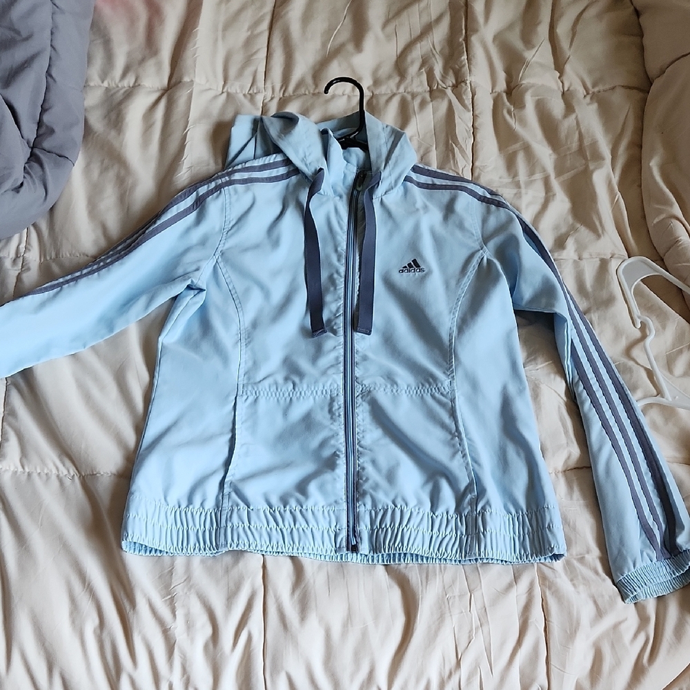Light Blue Adidas Hooded Jacket